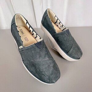 TOMS WOMENS ALPARGATA BLUE VINTAGE CANVAS BOARDWALK SNEAKERS SIZE 7 1/2